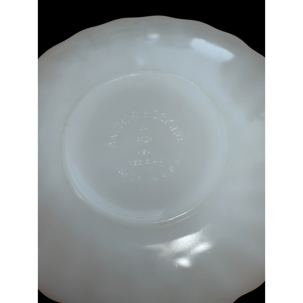 Vintage 1950s Anchor Hocking Milk Glass Dessert Plates Set 6 Gold Trim Swirl MCM - Picture 3 of 3